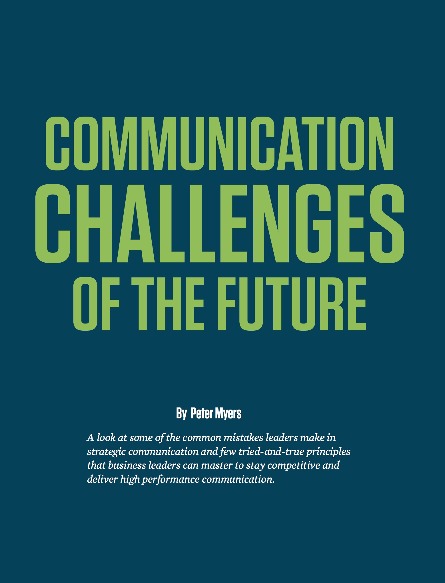 Communication Challenges Of The Future Thinkers